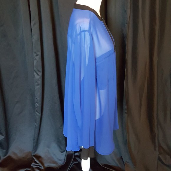 ANA Blue Sheer Blouse Size 3X - Picture 4 of 5